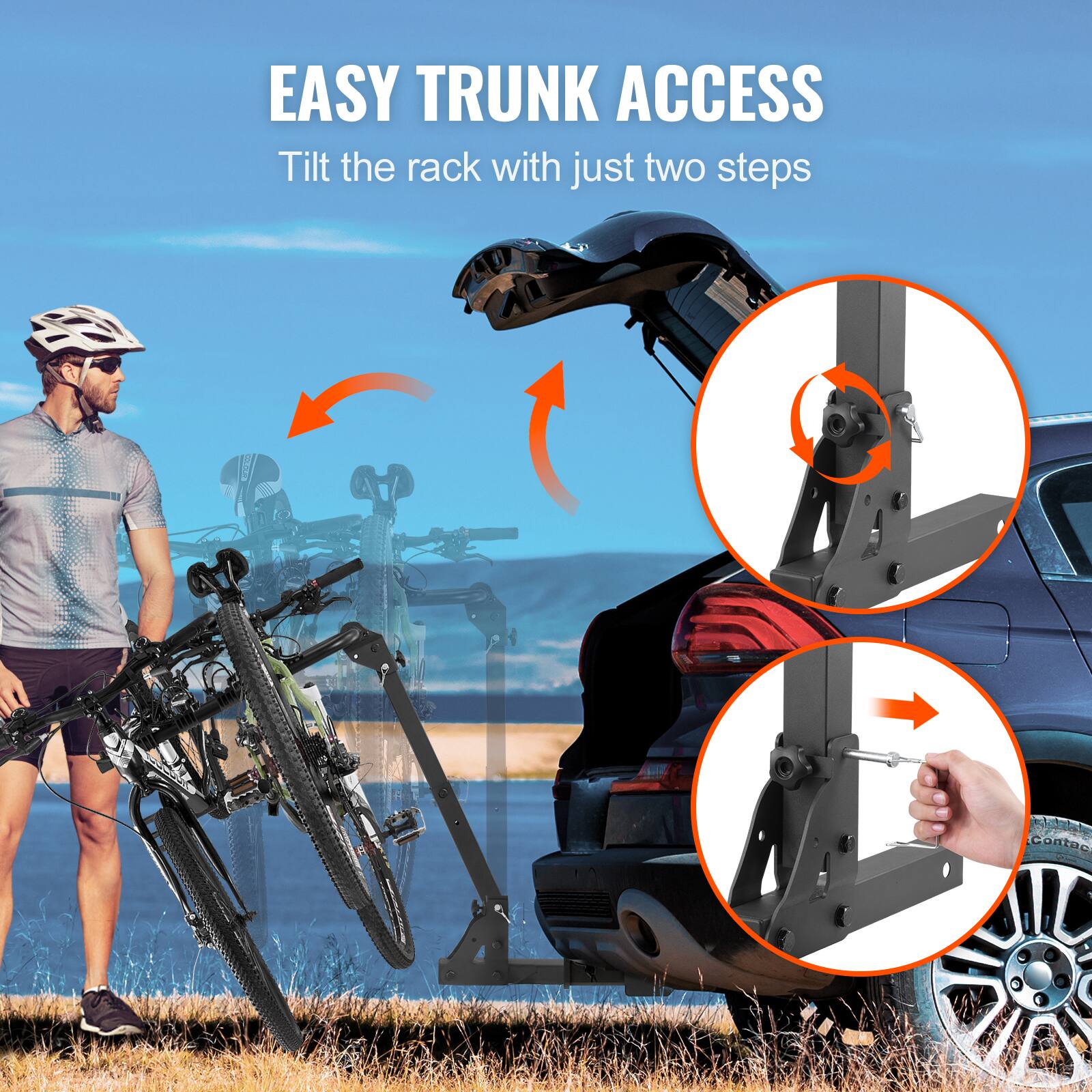 EASY TRUNK ACCESS
Tilt the rack with just two steps