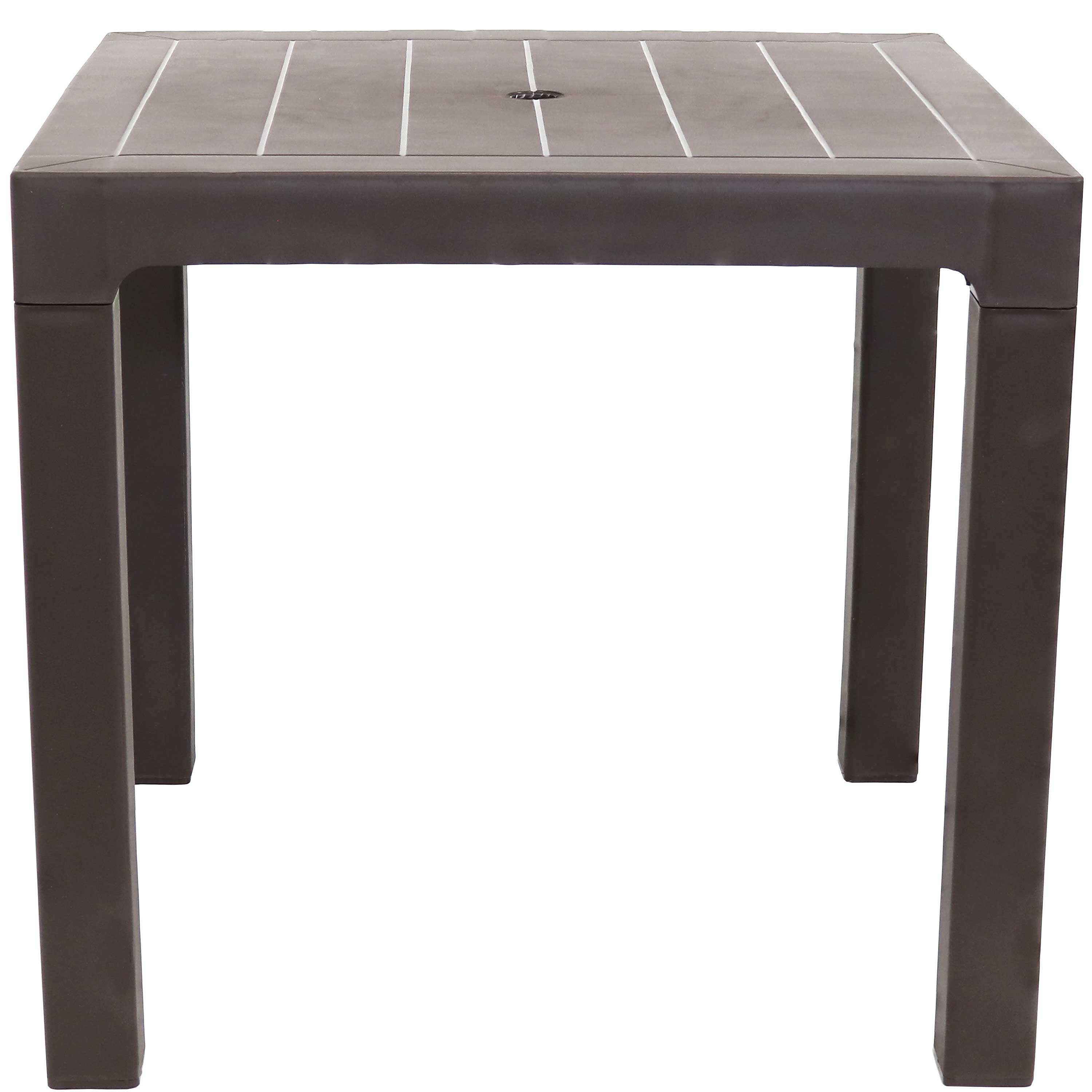 Alt View 5. Sunnydaze - 31.25 in Plastic Square Patio Dining Table - Brown.