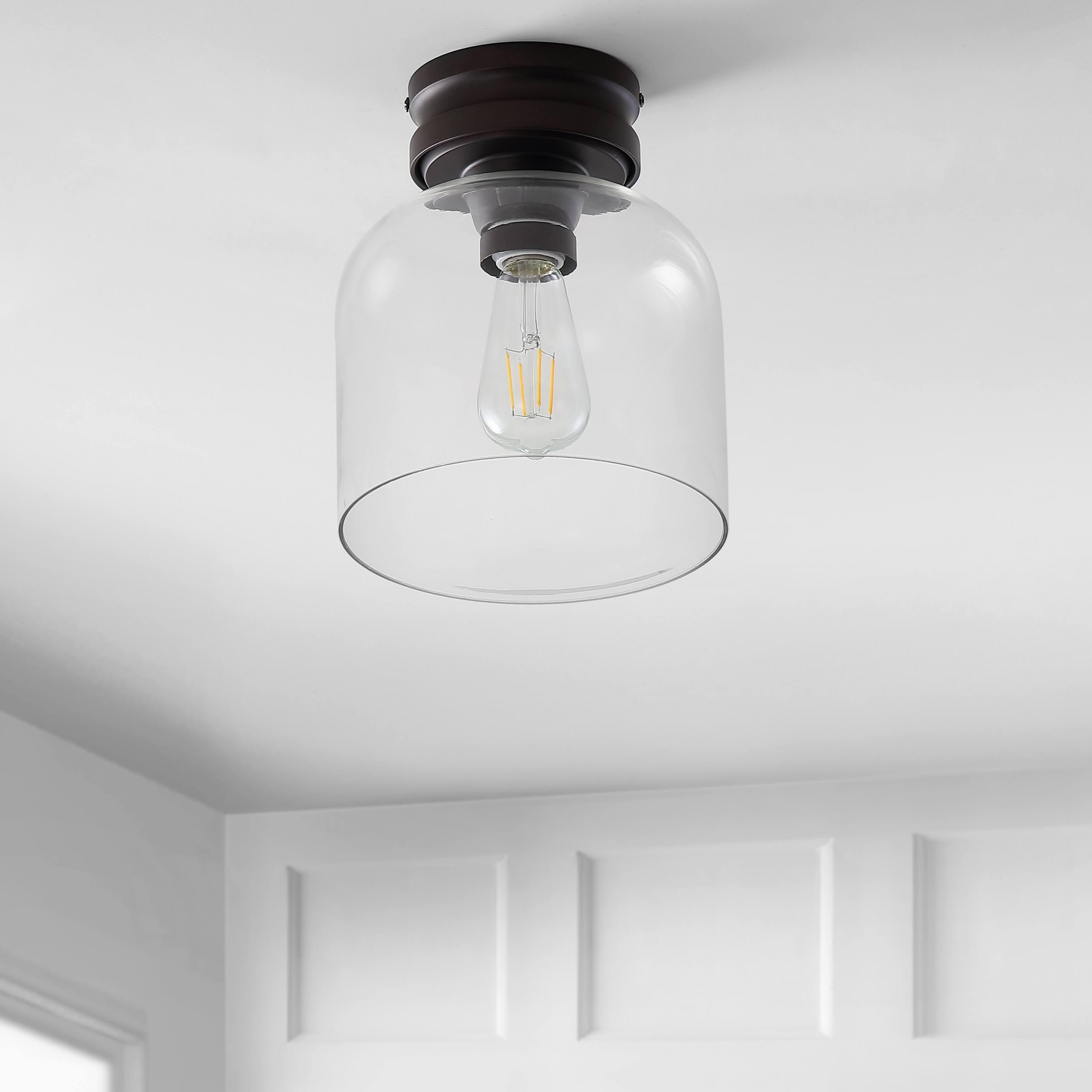 Alt View 5. Jonathan Y - Domenic 7.75" Metal/Glass LED Flush Mount, Oil Rubbed Bronze - Oil Rubbed Bronze.