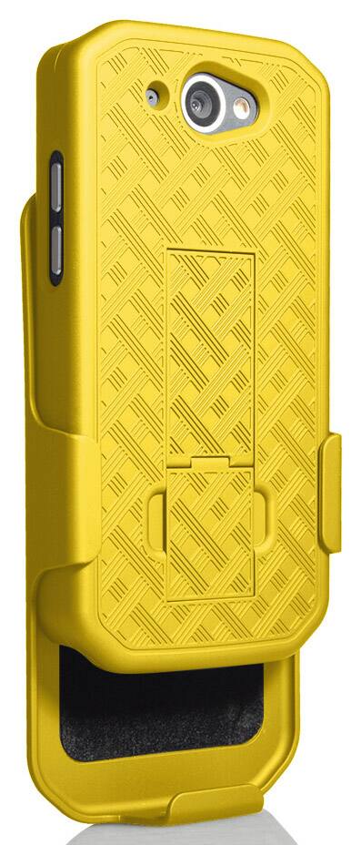 Alt View 5. Nakedcellphone - Case with Stand and Belt Clip Holster for CAT S48c - Yellow.