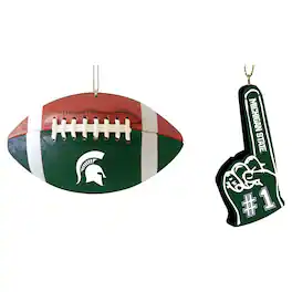The Memory Company - Michigan State Spartans Two-Pack Football & Foam Finger Ornament Set - Multicolor