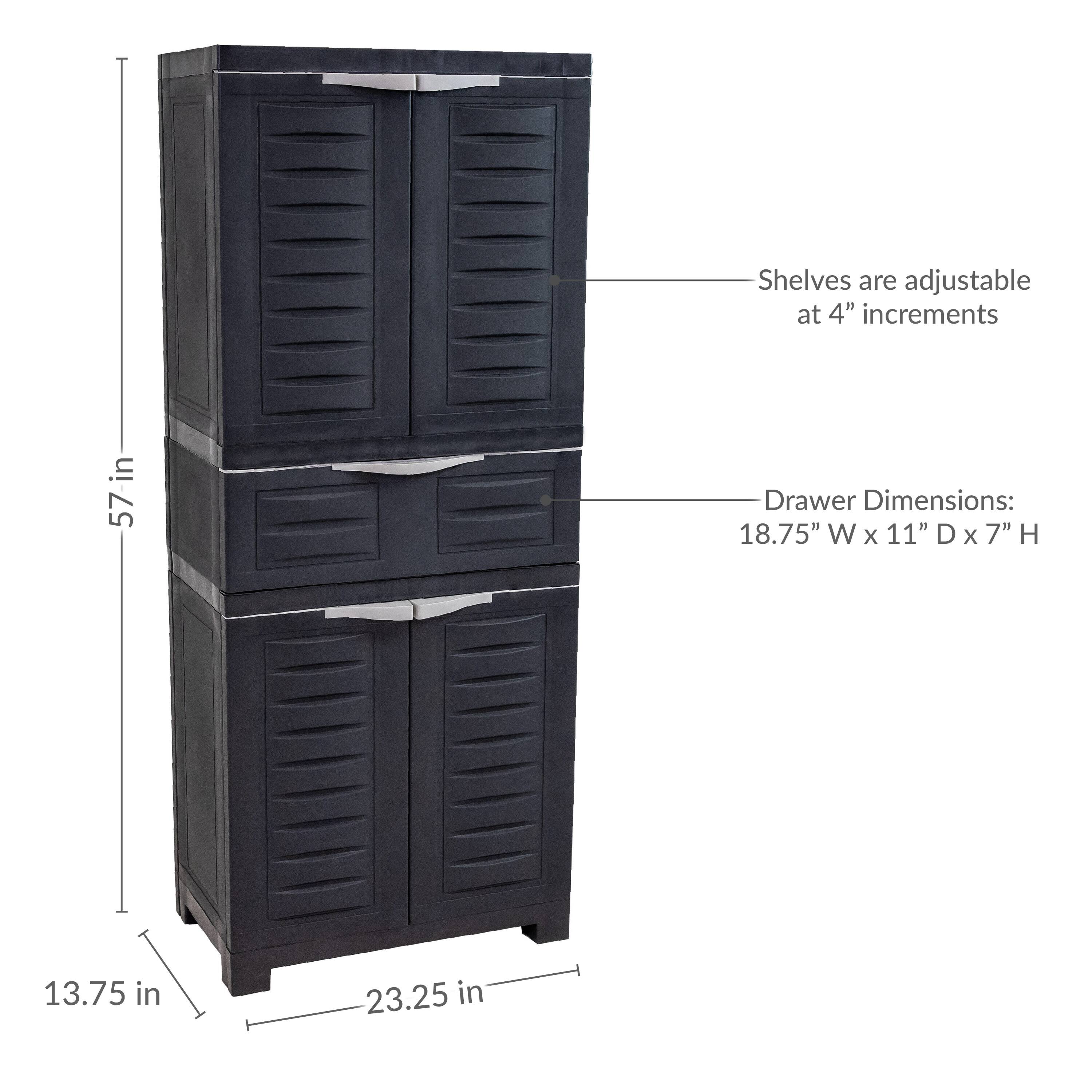 Shelves are adjustable at 4" increments

Drawer Dimensions: 18.75" W x 11" D x 7" H

57 in

13.75 in

23.25 in