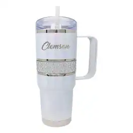 Nordic Company - Clemson Tigers 32oz. MyBevi Rhinestone Hollywood Travel Mug - White