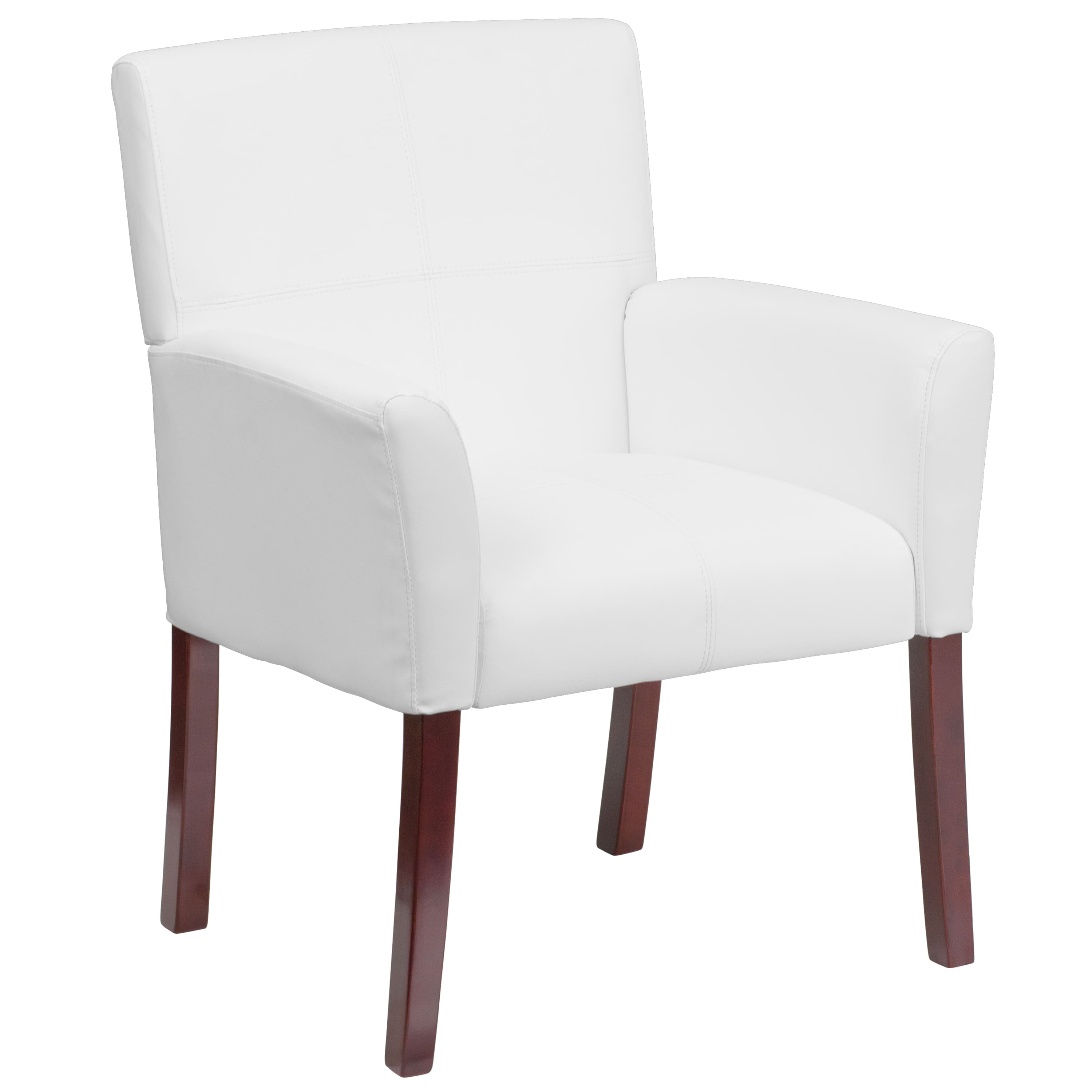 Alamont Home - Taylor Contemporary Leather/Faux Leather Side Chair - Upholstered - White - Front_Zoom