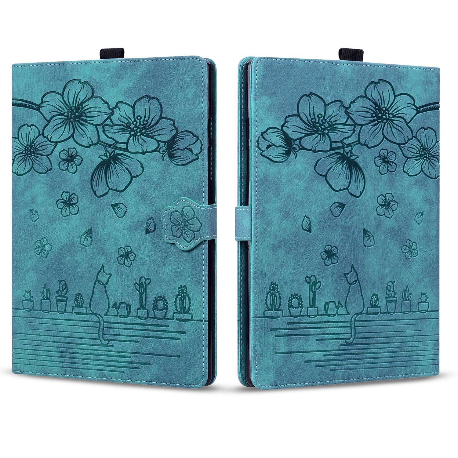 Alt View 4. Dteck - For Amazon Kindle Paperwhite (2024) and Kindle Colorsoft Embossed Flower Pattern Folio Case Card Slots Kickstand Cover - Green.