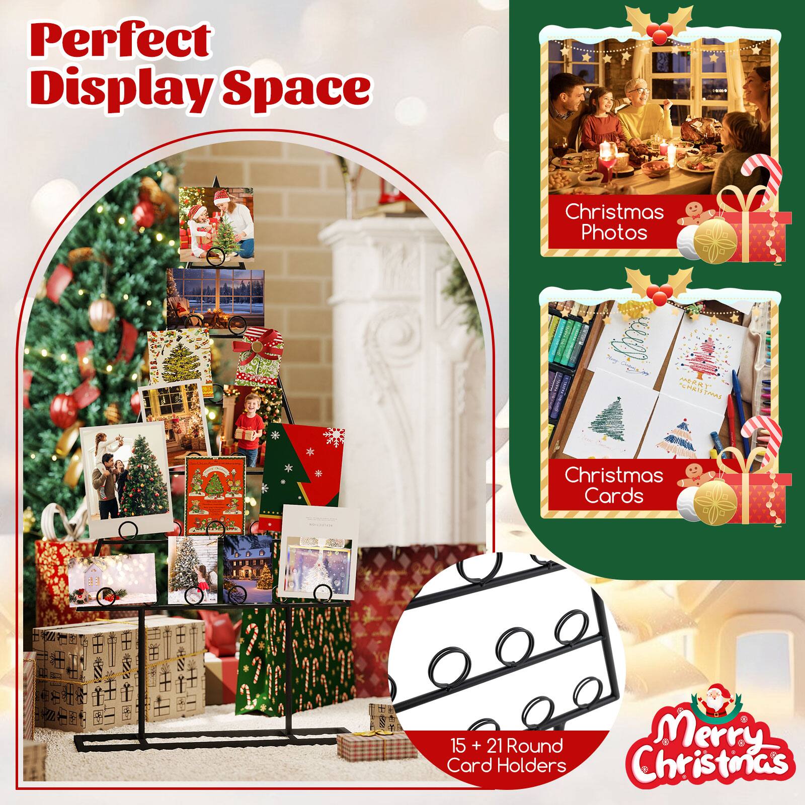 Perfect Display Space

Christmas Photos

Christmas Cards

15 + 21 Round Card Holders

Merry Christmas