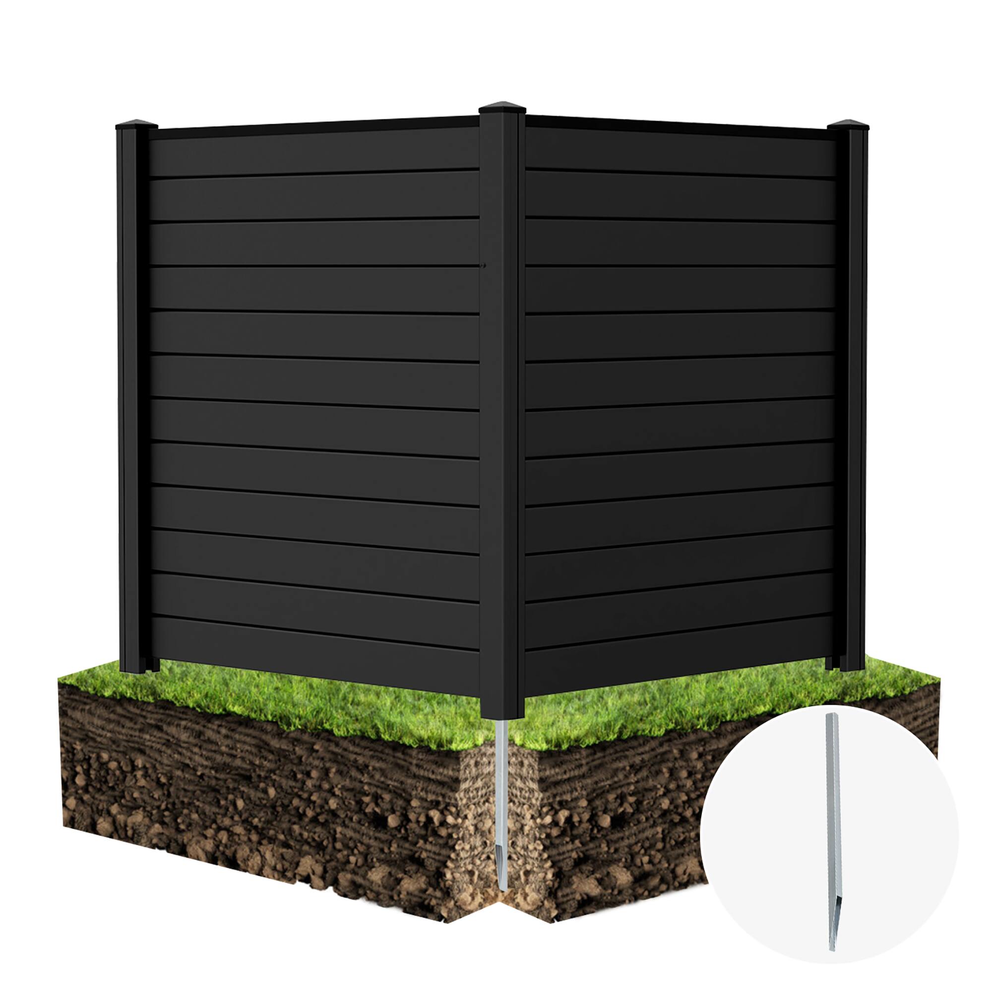 Alt View 9. Gymax - Gymax Privacy Fence Screen 48'' L x 48'' H Air Conditioner Fence w/ Metal Ground Stakes Black - Black.