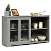 Front. Costway - Kitchen Storage Cabinet Sideboard Buffet Cupboard w/ Sliding Door - Gray.