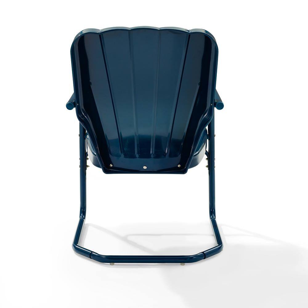 Back. Crosley Furniture - Ridgeland 2Pc Retro Outdoor Chair Set - 2 Chairs - Navy Gloss.