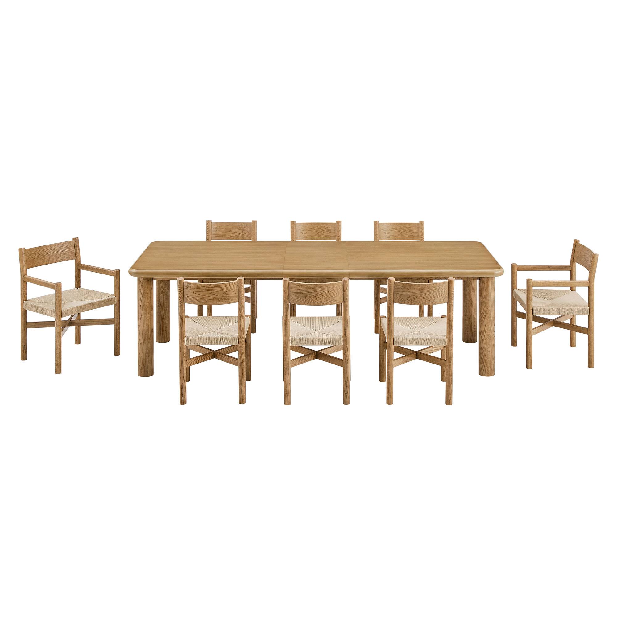Alt View 1. Modway - Alvia 9-Piece Wood Extendable Dining Table and Chairs Set by Modway - Weathered Oak.