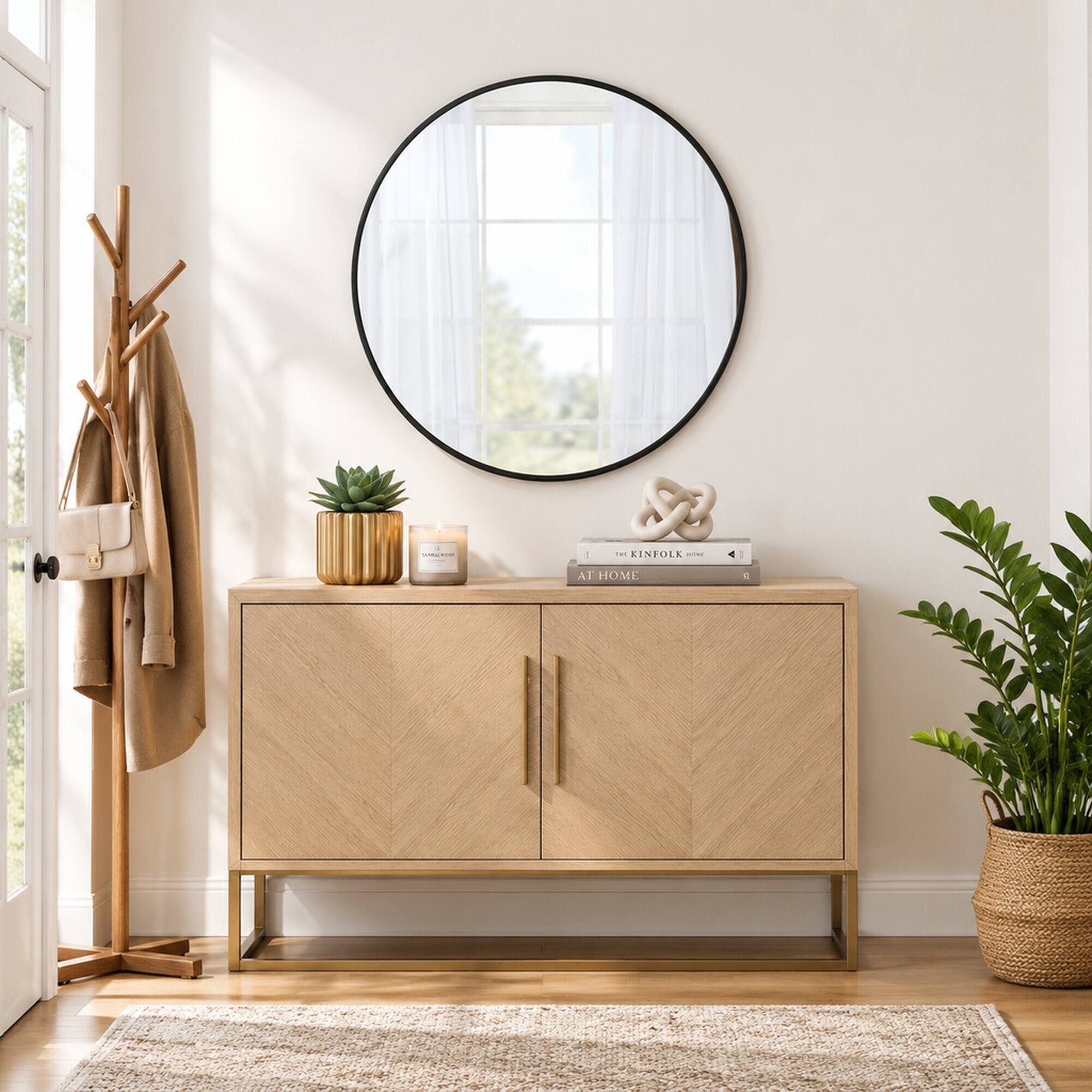 RYHNUYNE 36 Inch Round Wall Mirror, Metal Frame, Modern Circular Vanity ...
