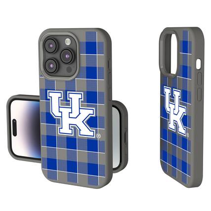 Front. Keyscaper - Kentucky Wildcats Plaid Soft Touch iPhone Case - 14 Plus - Gray.