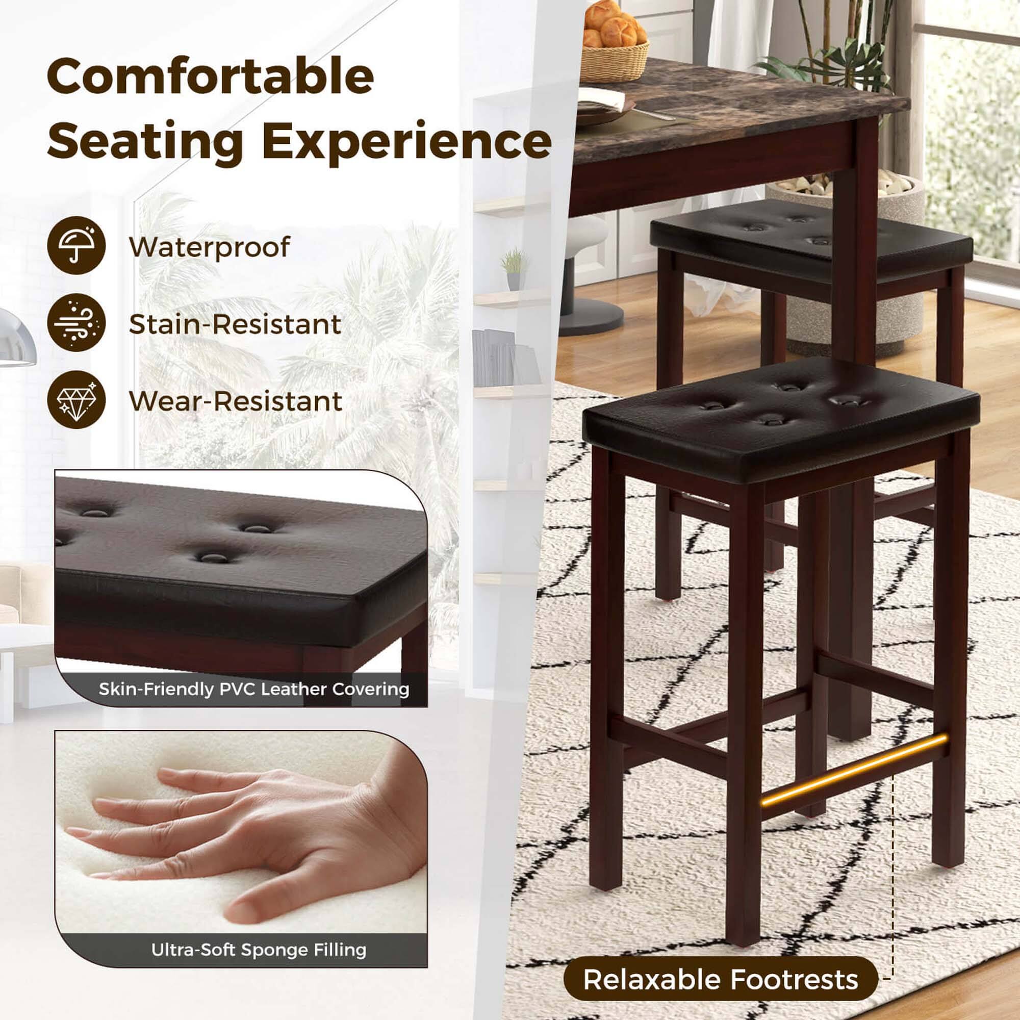 Comfortable Seating Experience: Waterproof, Stain-Resistant, Wear-Resistant, Skin-Friendly PVC Leather Covering, Ultra-Soft Sponge Filling, Relaxable Footrests.