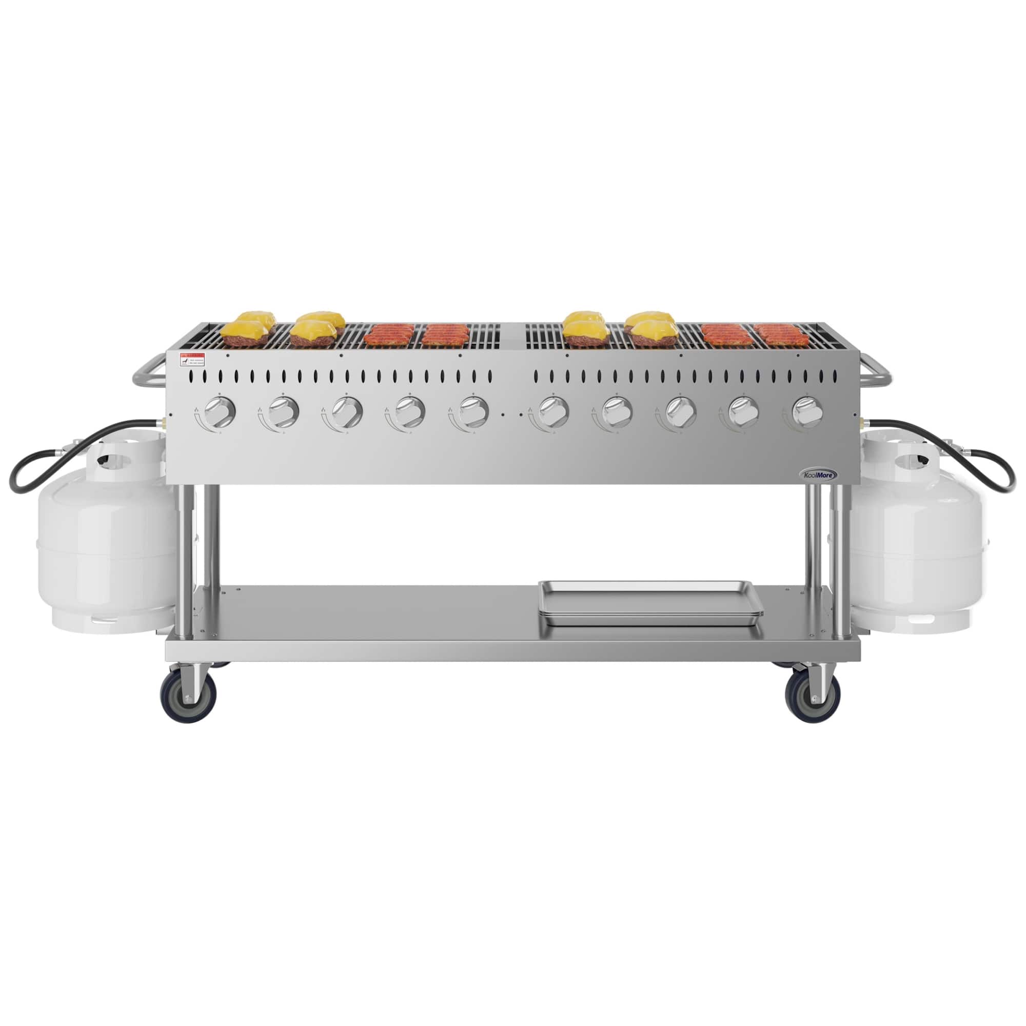Koolmore - 72 in. Commercial Mobile Outdoor Propane Gas Grill, ETL Listed in Stainless-Steel (KM-CGM-72) - Stainless Steel
