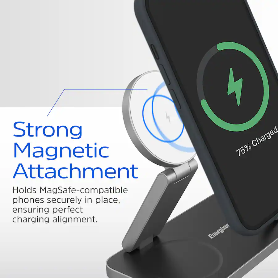 Alignment Magsafe Energizer 3 in 1 15W Magnetic MagSafe/Qi2 Compatible Fast 15W Charger ...