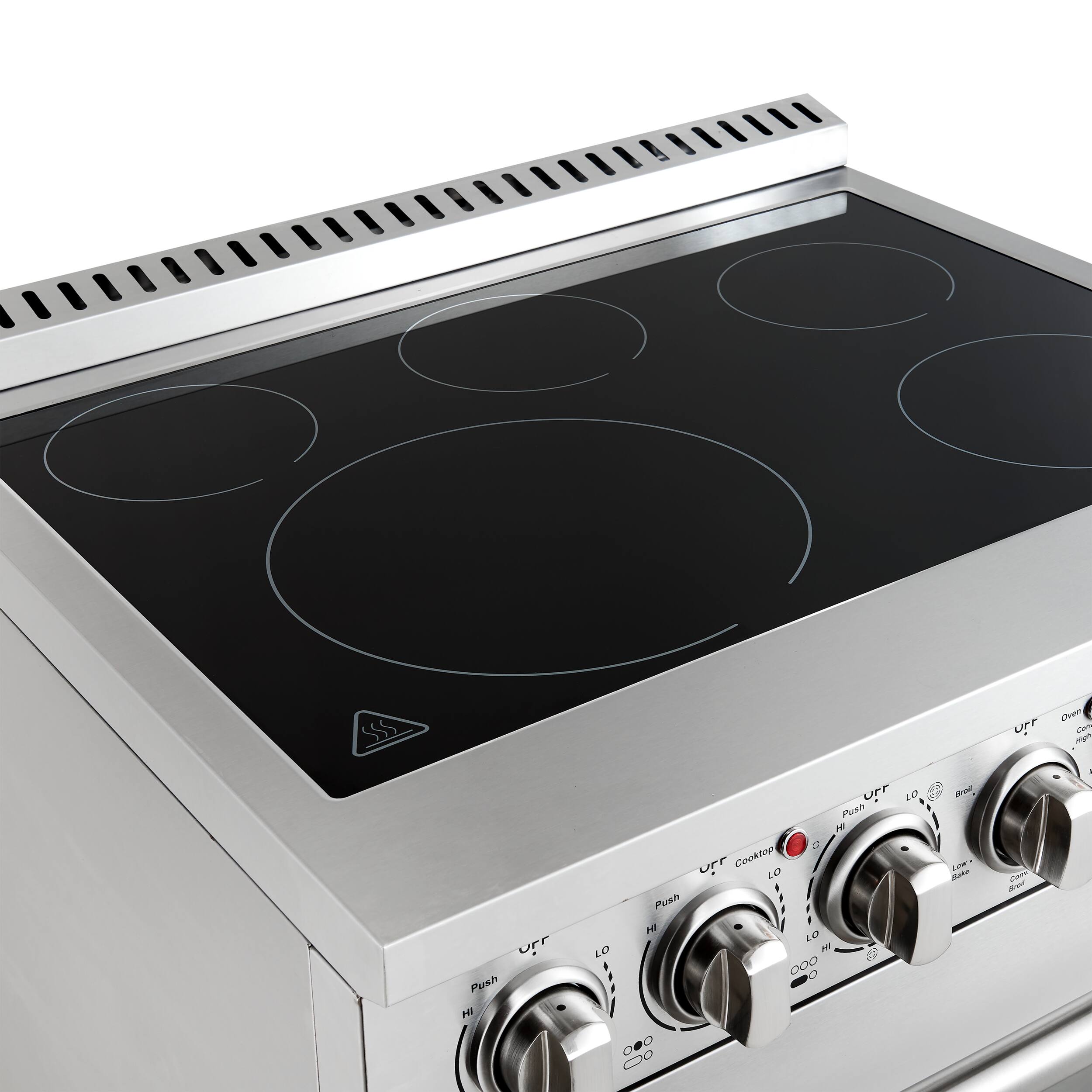 The image shows a stainless steel stove top oven with a black burner. The oven has a digital display and a row of knobs for controlling the heat. The knobs are labeled with numbers, indicating the temperature settings. The oven is designed for easy use and efficient cooking, providing a convenient and modern cooking experience.