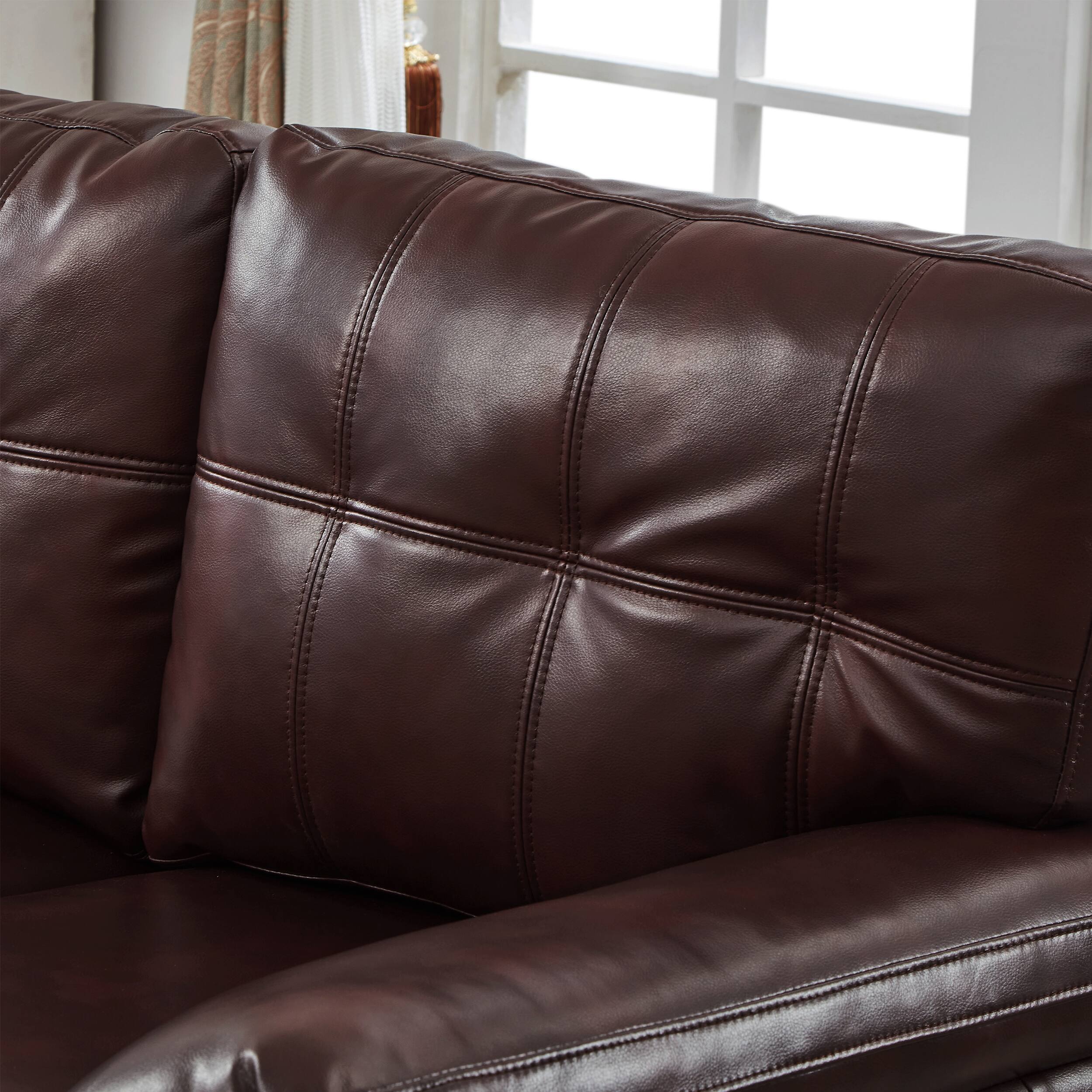 Alt View 2. Roomtec - 79 inch Three Seater Sofa Modern Design Faux Leather CouchLiving Room Sofa with StorageBig Armrest SofaUpholstered - Burgundy.