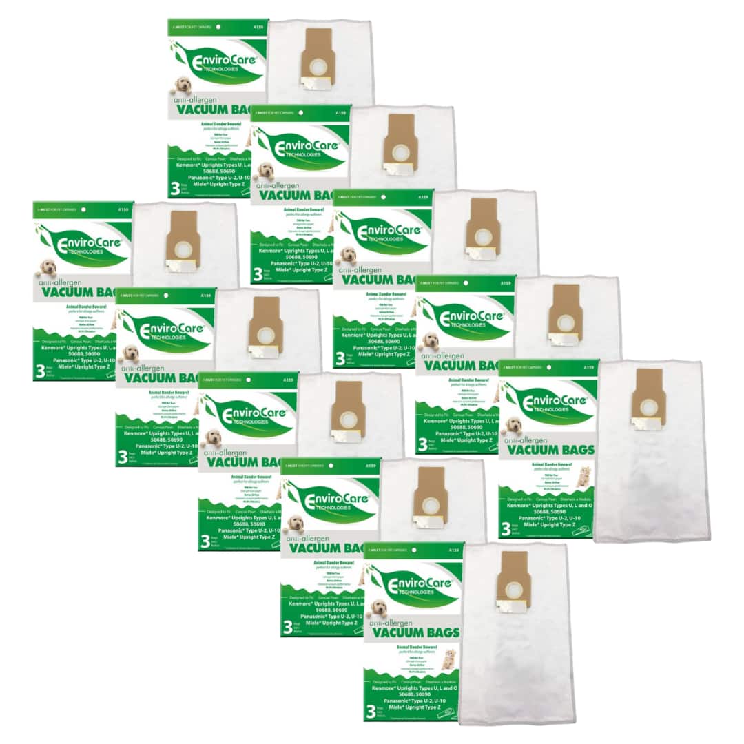 EnviroCare - 30 Pack Electric Vac Bags 50688 5069 50690 HEPA Allergen Upright Vacuum Cleaner Bag Whispertone, Progressive,