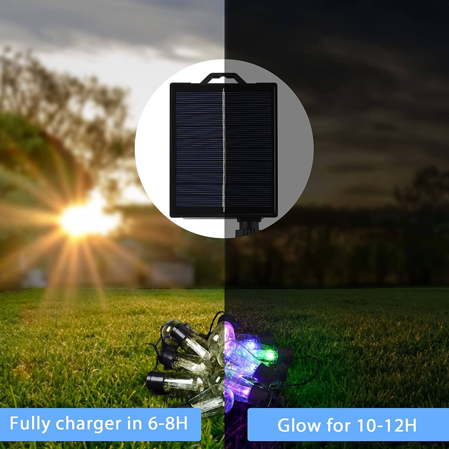 Fully charger in 6-8H  
Glow for 10-12H
