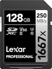 128 GB 250 MB/s V60 XC II 10 1667X Lexar PROFESSIONAL