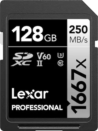 128 GB 250 MB/s V60 XC II 10 1667X Lexar PROFESSIONAL