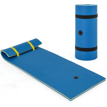 Front. Costway - Costway 3-Layer Tear-proof Water Mat Floating Pad Island Water Sports Relaxing - Blue.