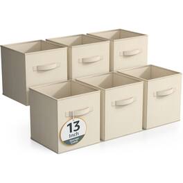 Sorbus - Fabric Storage Cubes, 6 Foldable Storage Bins for Organizing Pantry, Cubbies, Toy Box, Clothes Storage - Beige