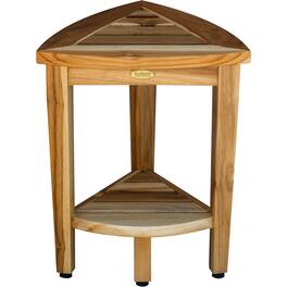 EcoDecors - SnazzyCorner Waterproof Teak Wood Shower Bench - EarthyTeak