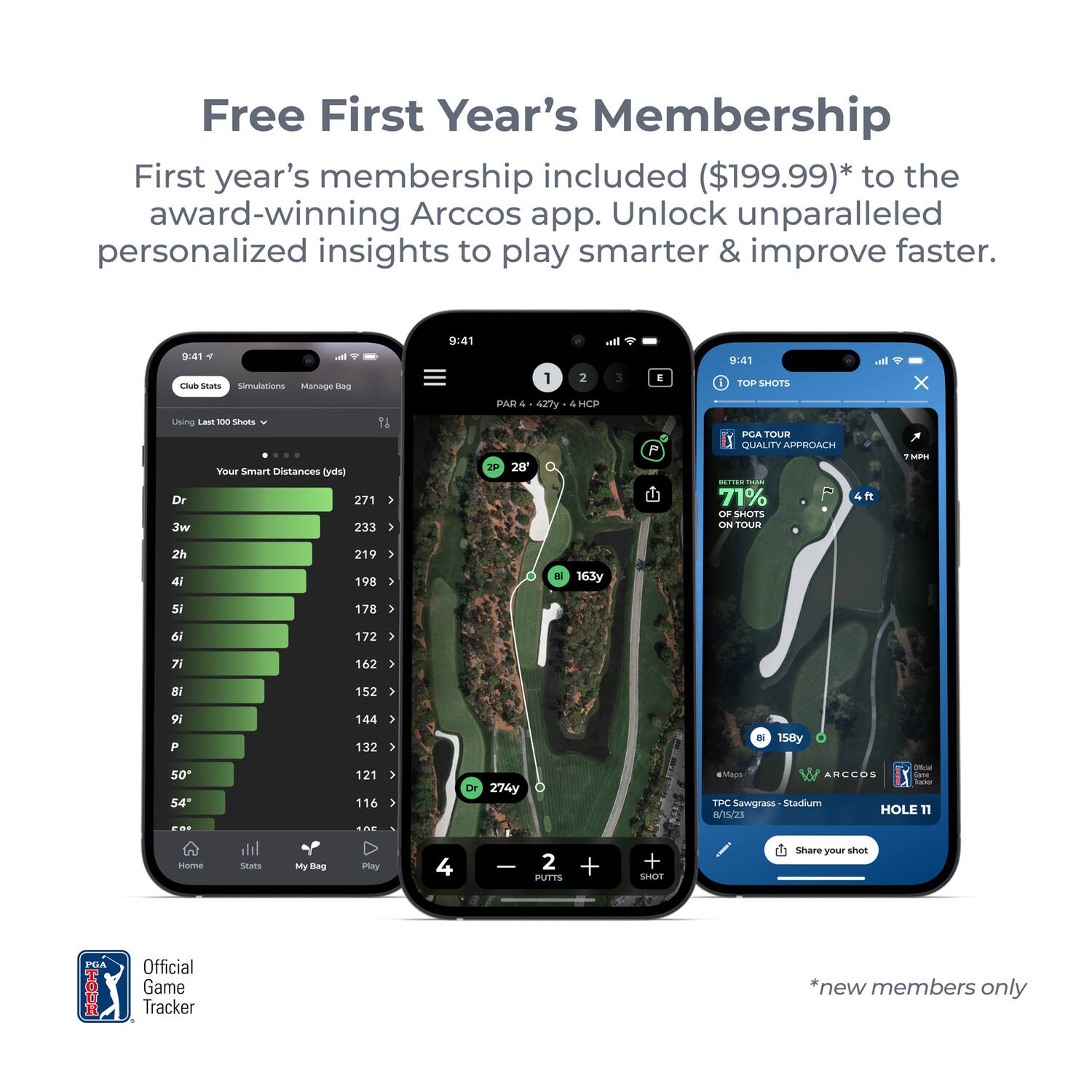 Free First Year's Membership

First year's membership included ($199.99)* to the award-winning Arccos app. Unlock unparalleled personalized insights to play smarter & improve faster.

*new members only