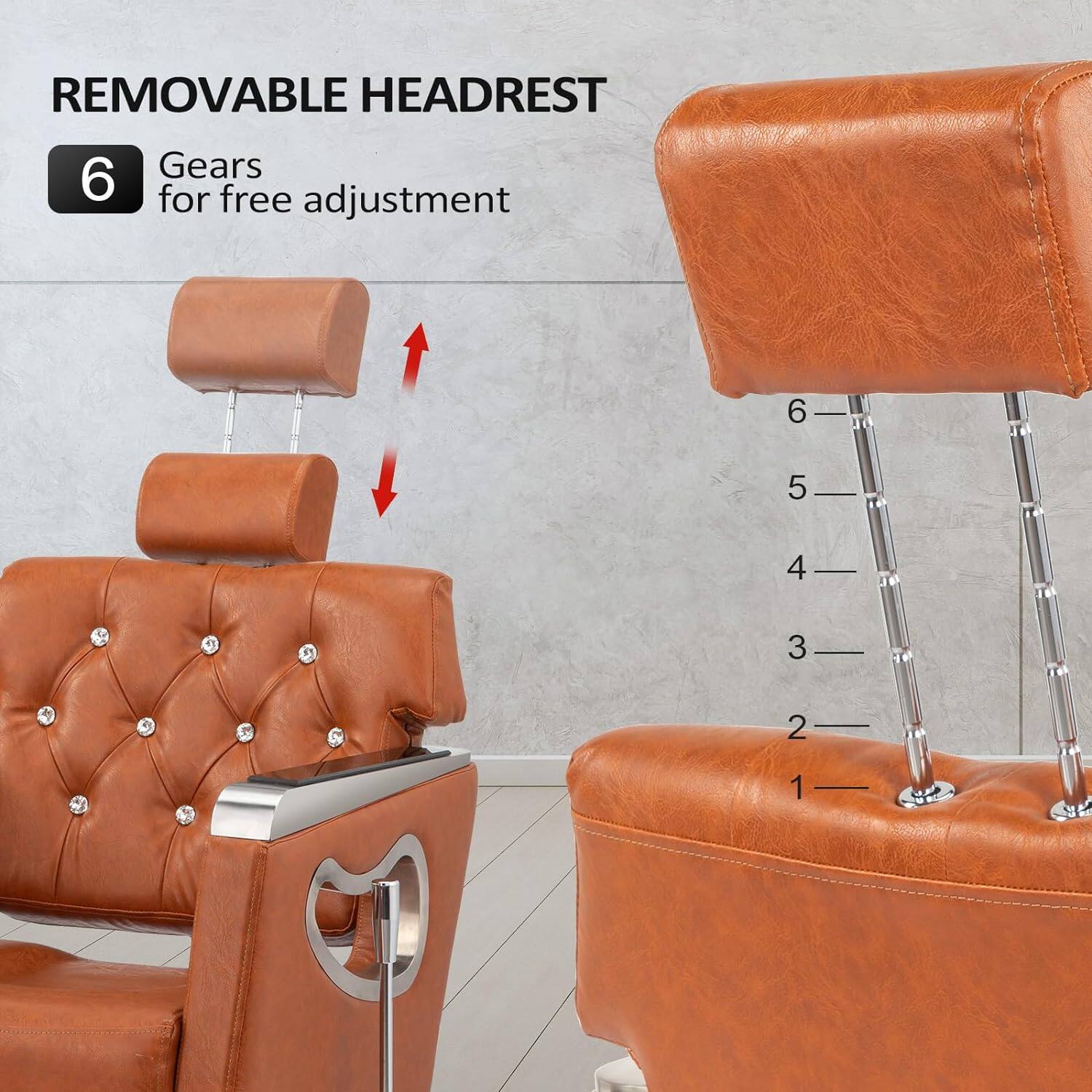 REMOVABLE HEADREST

6 Gears for free adjustment

6
5
4
3
2
1