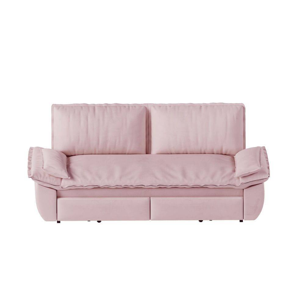 Alt View 6. Kadyn - 73.2" Queen Pull Out Sofa Bed, 3-in-1 Convertible Sleeper Sofa, Velvet Loveseat Bed - Pink.