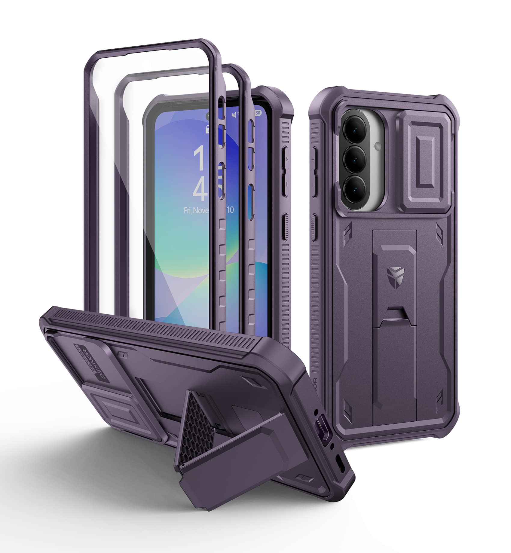 Dexnor - Case for Samsung Galaxy A37 A36 5G with Screen Protector, Slide Camera Cover and Kickstand Shockproof Protective Cover - Phantom Purple