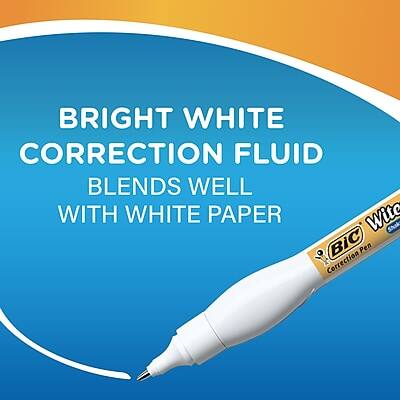BRIGHT WHITE CORRECTION FLUID  
BLENDS WELL WITH WHITE PAPER  

BIC  
Correction Fluid  
White