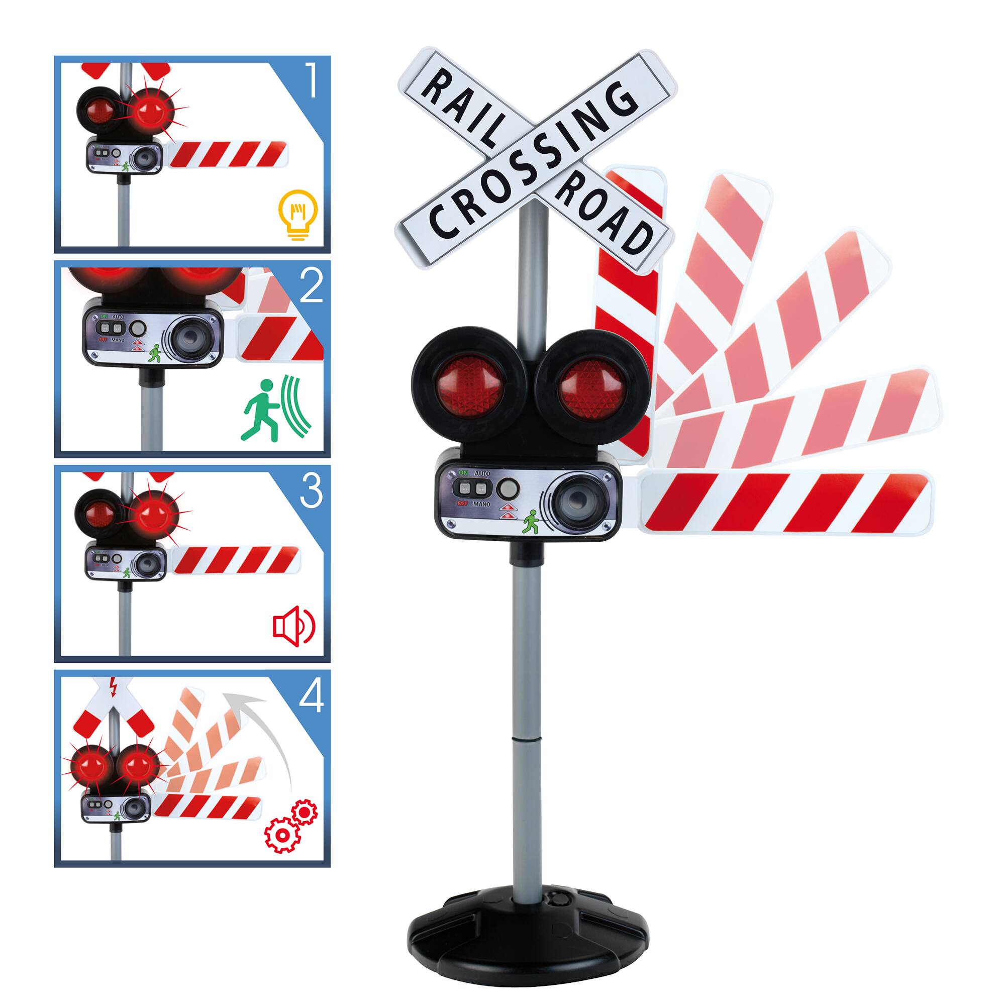 1. Rail crossing road sign.
2. Rail crossing road sign.
3. I PIO C - 4.
