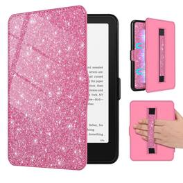 Kitcheniva - Slim Shell Case With Hand Strap For 7" Kindle Paperwhite (12th Gen 2024) - Glitter Raspberry