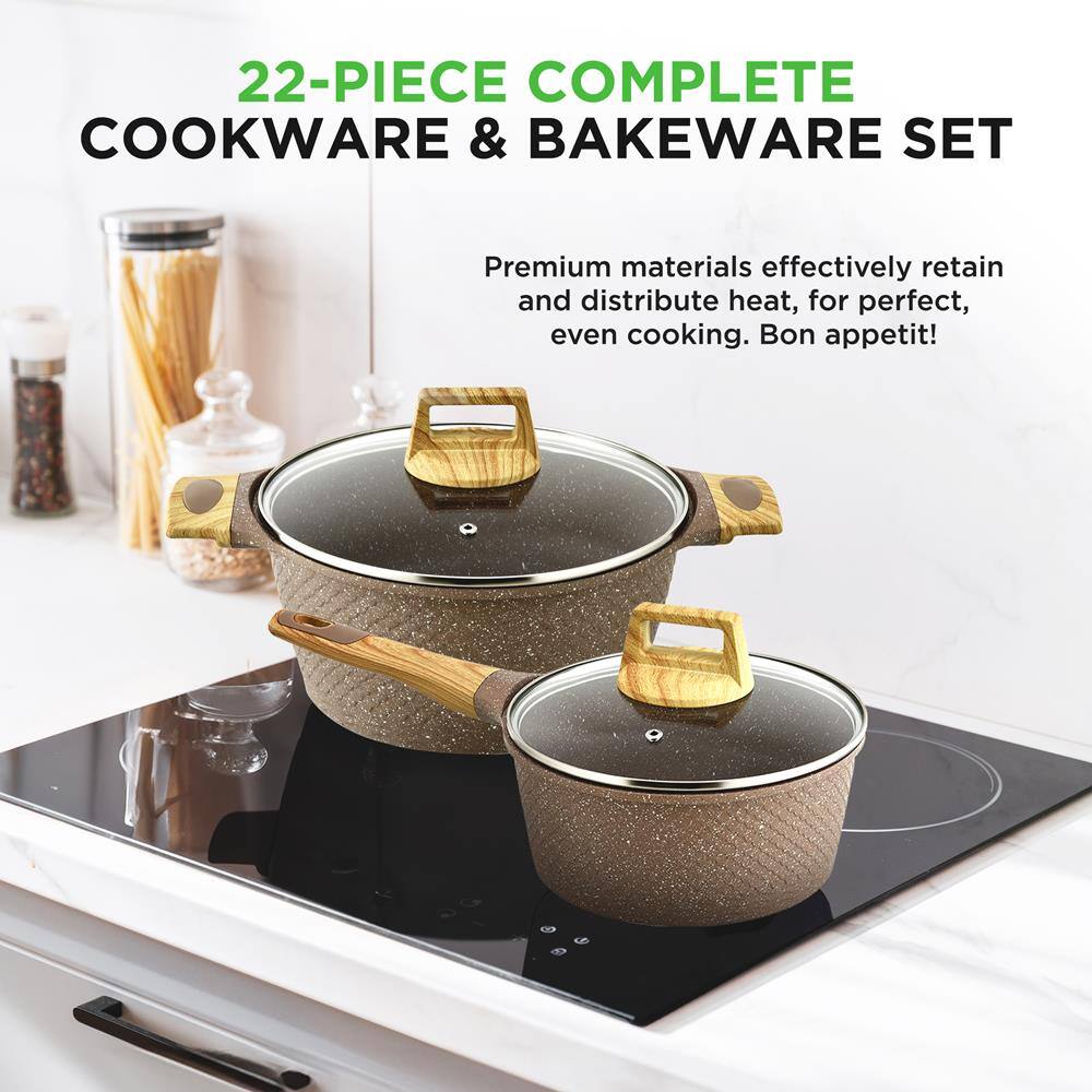 22-PIECE COMPLETE COOKWARE & BAKEWARE SET

Premium materials effectively retain and distribute heat, for perfect, even cooking. Bon appetit!