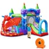 Front. Gymax - Gymax Kids Inflatable Bounce House Dragon Jumping Slide Bouncer Castle W/ 750W Blower.