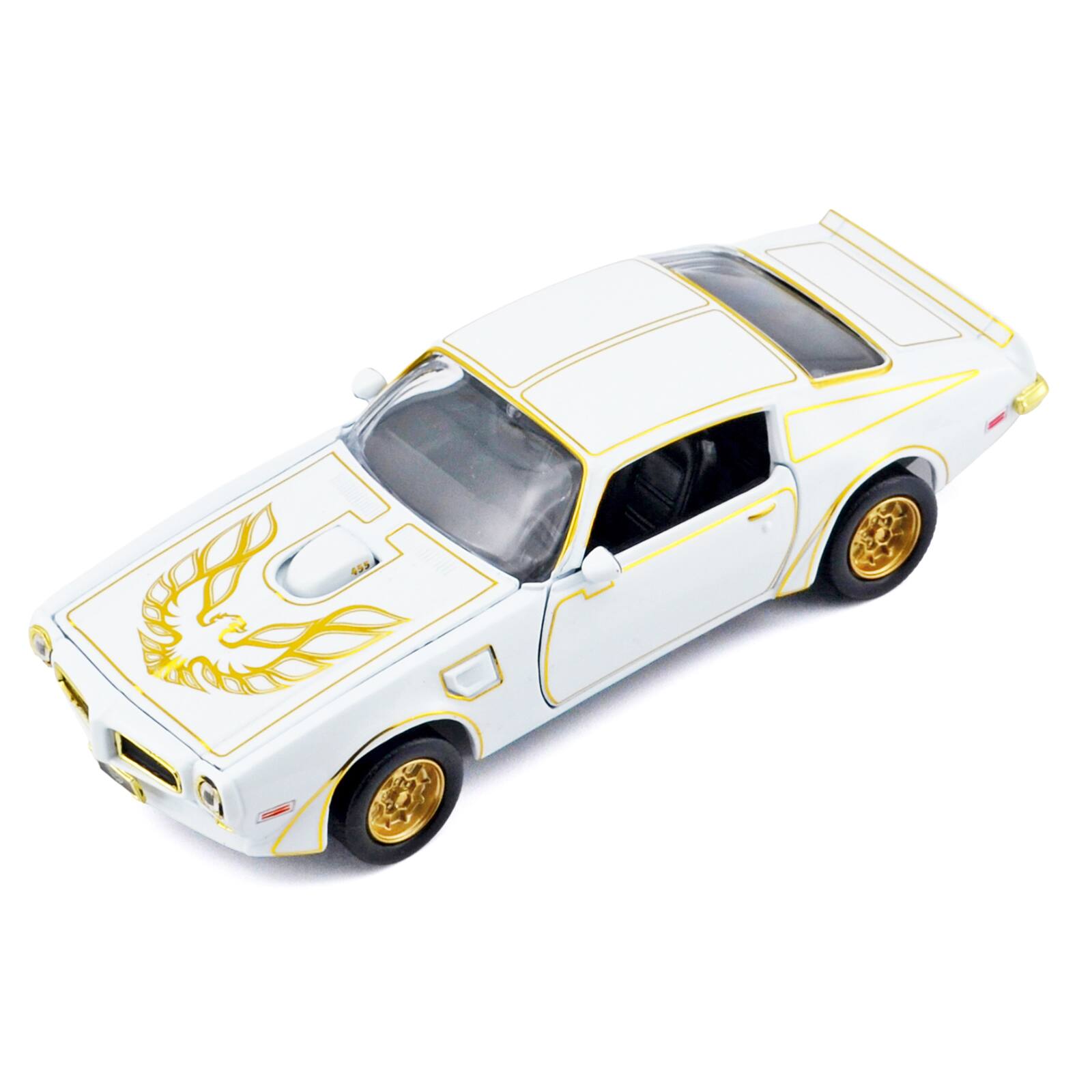 Alt View 5. Motormax - 1973 Pontiac Firebird Trans Am White Metallic with Gold Accents "Luxe Legends" Series 1/24 Diecast Model Car by Motormax.