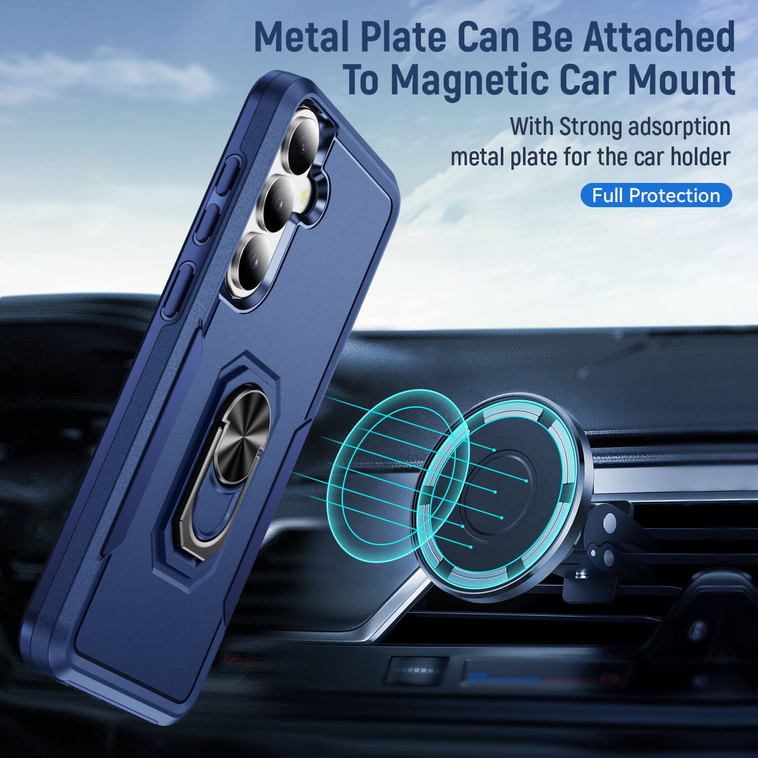 Metal Plate Can Be Attached To Magnetic Car Mount

With Strong adsorption metal plate for the car holder

Full Protection