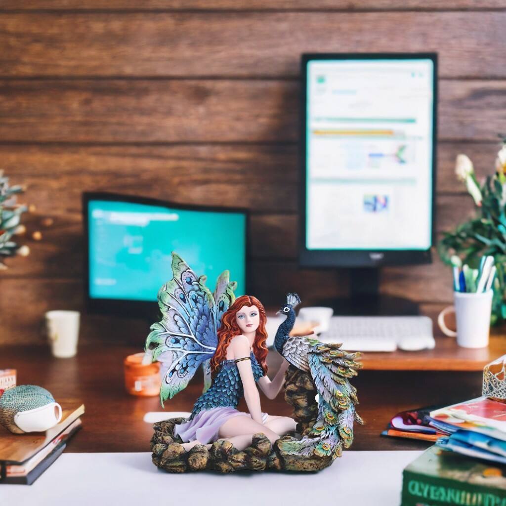 FC Design - 13.25"W Fairy with Peacock Figurine Statue Office Desk Tabletop Home Decor Gift - Multi-Color