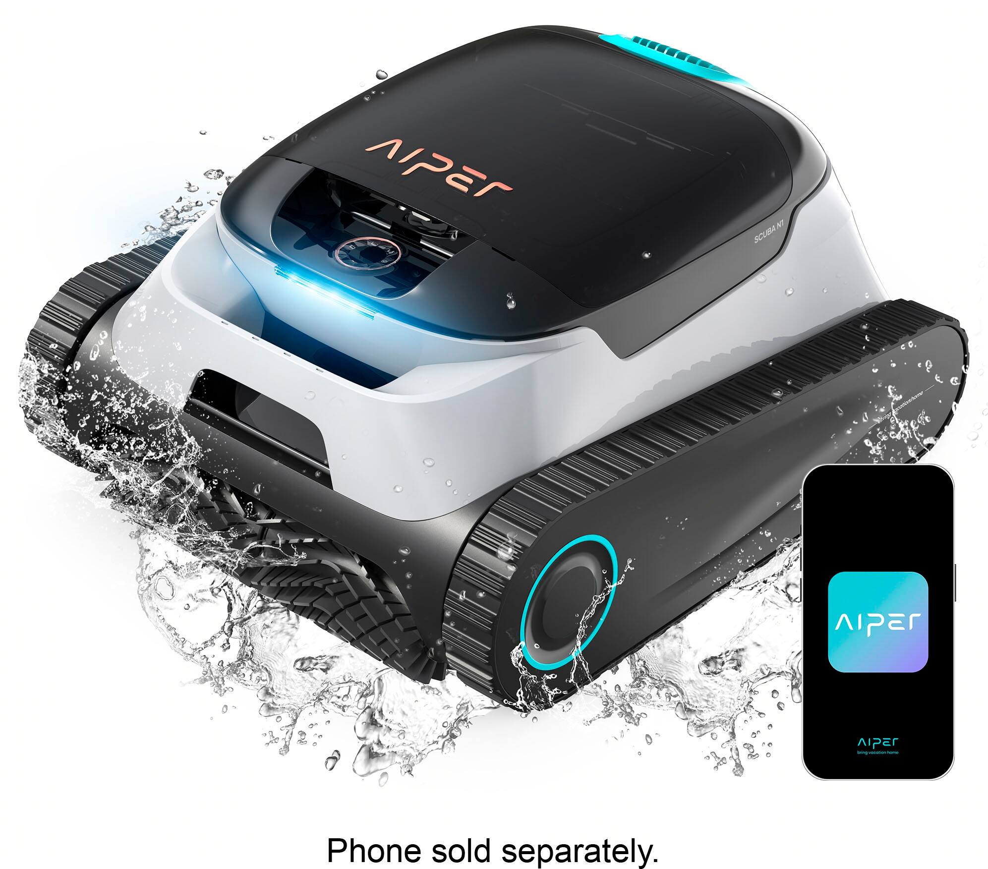 Aiper - Scuba N1 Plus: Robotic Pool Cleaner with MicroMesh Filtration for In-Ground Pools, Caterpillar Treads, and Mobile App - White