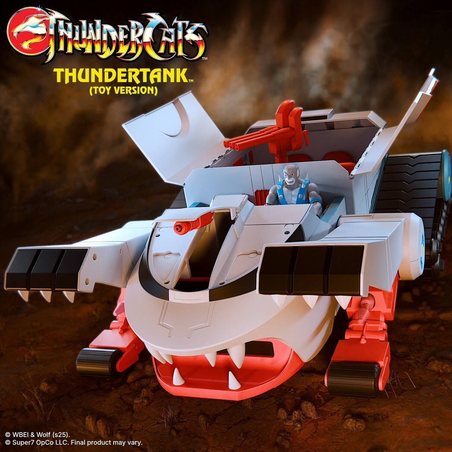 ThunderCats  
THUNDERTANK™  
(Toy Version)  

© WBEI & Wolf (s25).  
© Super7 OpCo LLC. Final product may vary.