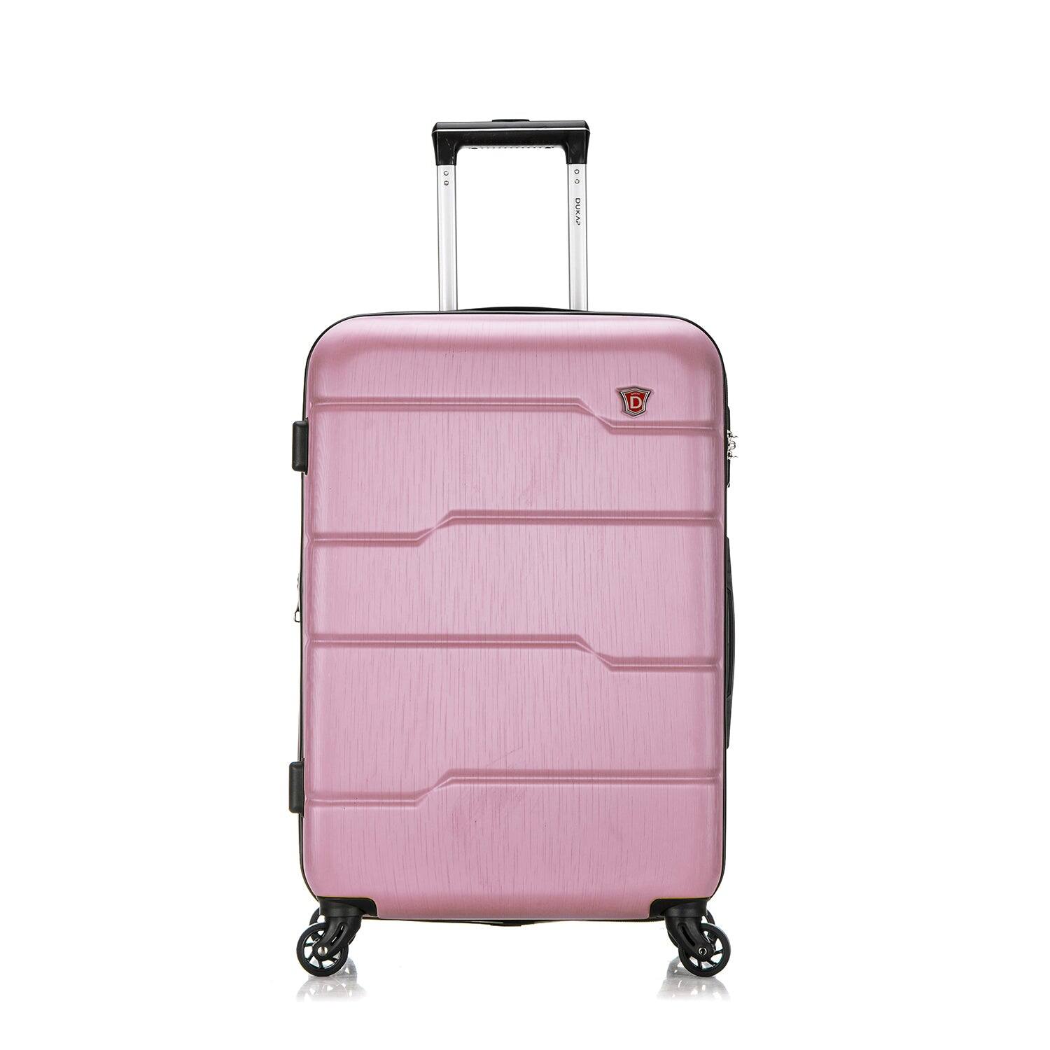 Angle. DUKAP - Rodez Lightweight Hardside Spinner Luggage 24" - ROSE GOLD.