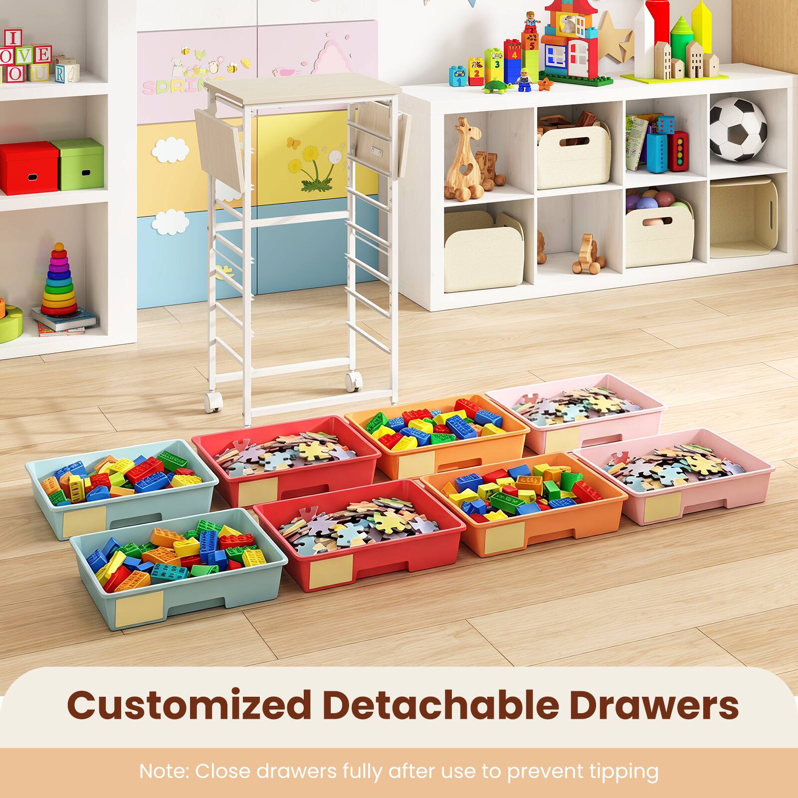 I LOVE YOU 3
SPRING
% 2
US 3

Customized Detachable Drawers
Note: Close drawers fully after use to prevent tipping