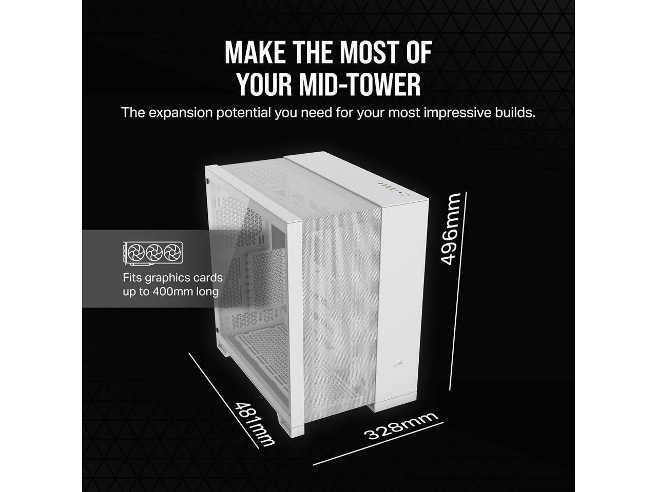 Alt View 2. CORSAIR - CORSAIR 6500D AIRFLOW Mid-Tower ATX Case – Tempered Glass – Reverse MB Support – White - White.