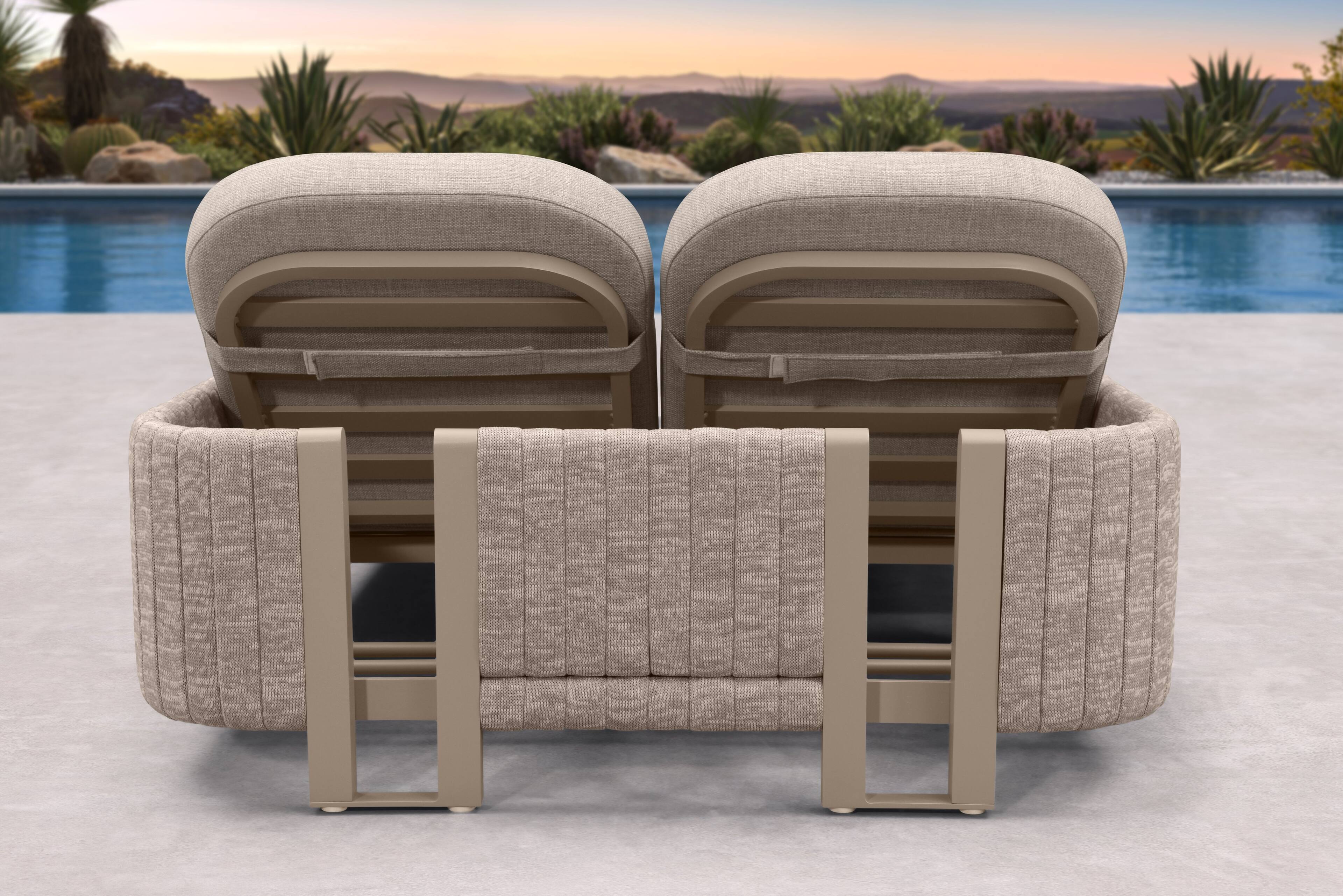 Alt View 5. PURPLE LEAF - Outdoor 2-Person Chaise Lounge with Cushions Patio Sun Chair Adjustable Backrest Reclining Chair for Poolside - Beight & Couple Chaise-Olefin.