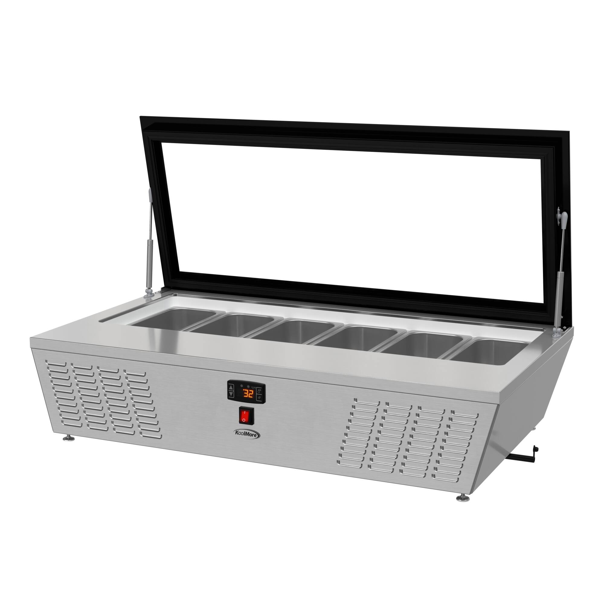 Alt View 3. Koolmore - 45 in. 6-Pan Countertop Ice Cream Display Freezer with Glass Top in Stainless-Steel (KM-CGD-6P45) - Stainless-Steel and Black.