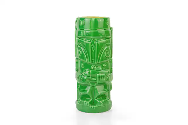 Front. Star Wars - Geeki Tikis Star Wars Boba Fett Mug | Ceramic Tiki Style Cup | Holds 13 Ounces - Green.