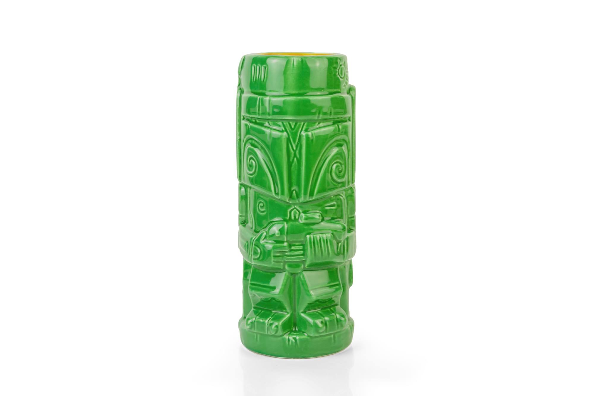 Front. Star Wars - Geeki Tikis Star Wars Boba Fett Mug | Ceramic Tiki Style Cup | Holds 13 Ounces - Green.