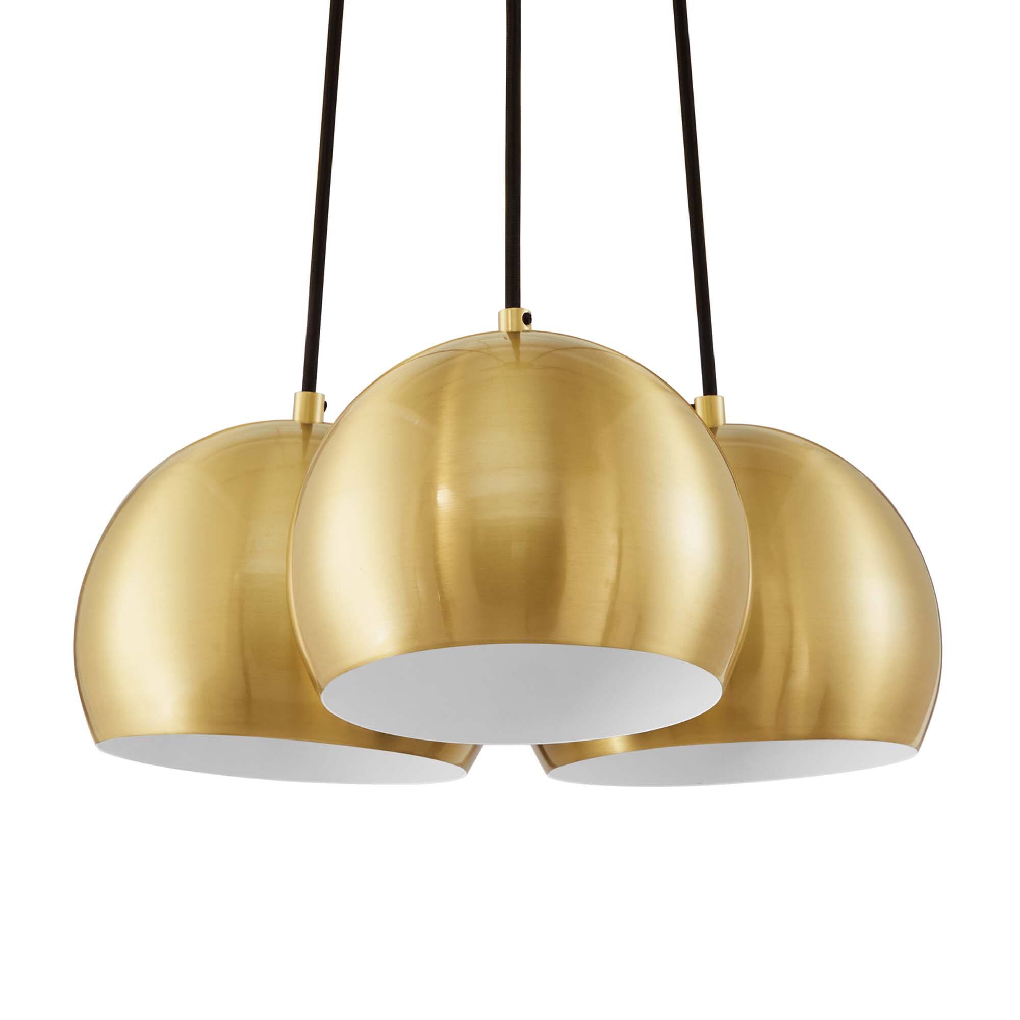 Alt View 3. Modway - Chalice 3-Light Metal Pendant by Modway - Satin Brass.